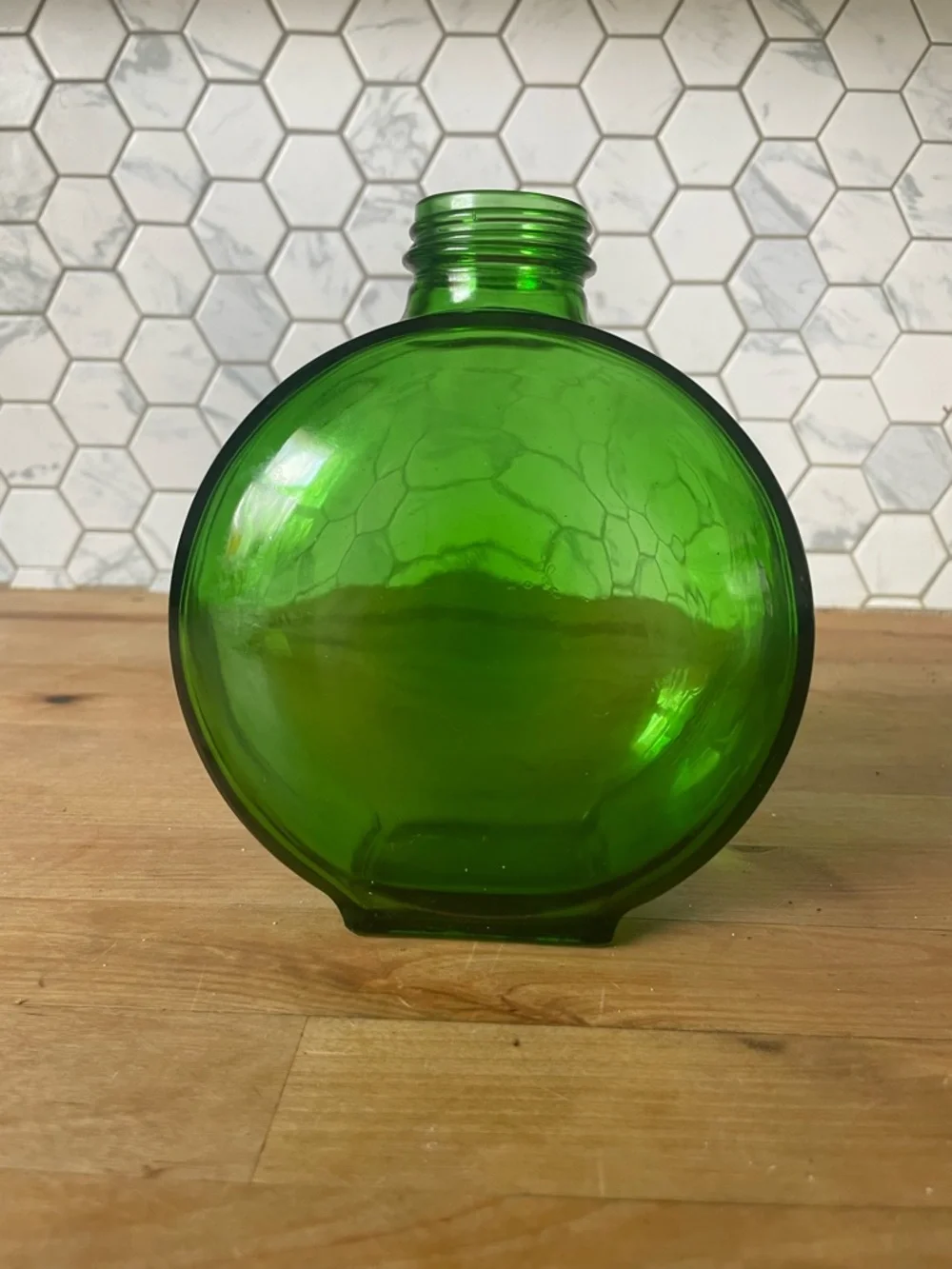 Vintage Green Glass Decorative Bottle Vase - Picture 2 of 10